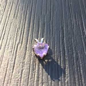 Purple Amethyst Heart Silver Pendant .925 NWOT🌴